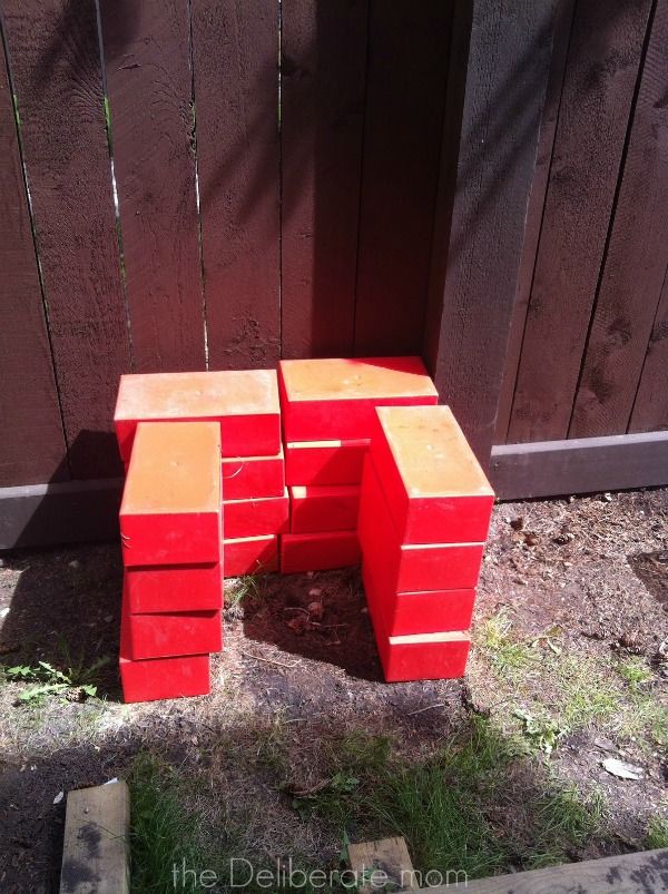 Playspaces for small backyards - building blocks. http://thedeliberatemom.com