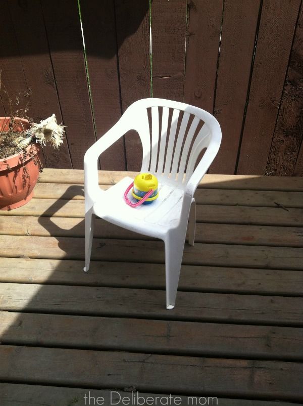 Every backyard needs child-sized furniture and a bucket of bubble solution. http://thedeliberatemom.com