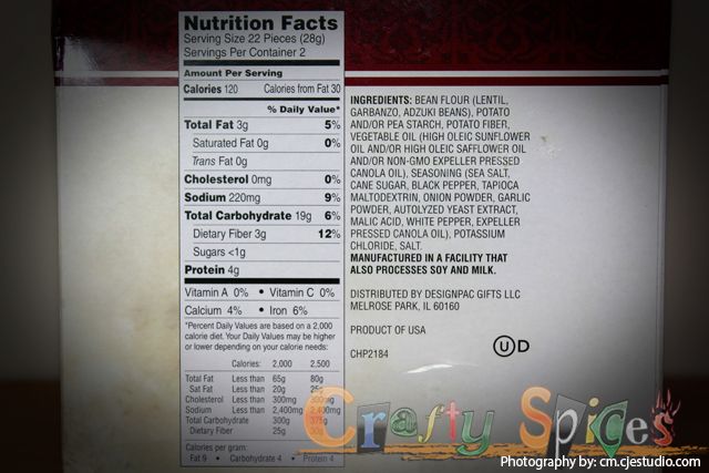 Mediteranean Baked Lentil Chips Nutritional facts.