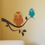 Owls On A Branch -  Vinyl Wall Art